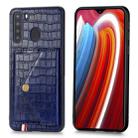 For Galaxy A21 Crocodile Pattern PU+TPU+PVC Shatter-resistant Mobile Phone Case with Magnetic Invisible Holder & Holder & Card Slots(Sapphire Blue) - 1