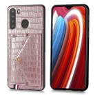 For Galaxy A21 Crocodile Pattern PU+TPU+PVC Shatter-resistant Mobile Phone Case with Magnetic Invisible Holder & Holder & Card Slots(Rose Gold) - 1