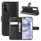 For Huawei Honor 30 Pro Litchi Texture Horizontal Flip Protective Case with Holder & Card Slots & Wallet(Black) - 1