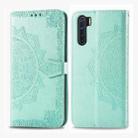 For OPPO F15 & A91 Halfway Mandala Embossing Pattern Horizontal Flip Leather Case with Holder & Card Slots & Wallet & Photo Frame & Lanyard(Green) - 1