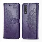 For OPPO Find X2 Halfway Mandala Embossing Pattern Horizontal Flip Leather Case with Holder & Card Slots & Wallet & Photo Frame & Lanyard(Purple) - 1