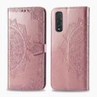 For OPPO Find X2 Halfway Mandala Embossing Pattern Horizontal Flip Leather Case with Holder & Card Slots & Wallet & Photo Frame & Lanyard(Rose Gold) - 1