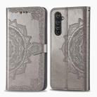 For Realme X50 Pro Halfway Mandala Embossing Pattern Horizontal Flip Leather Case with Holder & Card Slots & Wallet & Photo Frame & Lanyard(Gray) - 1