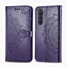 For Realme X50 Pro Halfway Mandala Embossing Pattern Horizontal Flip Leather Case with Holder & Card Slots & Wallet & Photo Frame & Lanyard(Purple) - 1