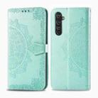 For Realme X50 Pro Halfway Mandala Embossing Pattern Horizontal Flip Leather Case with Holder & Card Slots & Wallet & Photo Frame & Lanyard(Green) - 1