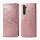 For Realme X50 Pro Halfway Mandala Embossing Pattern Horizontal Flip Leather Case with Holder & Card Slots & Wallet & Photo Frame & Lanyard(Rose Gold) - 1