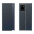 For Galaxy A51 2020 / M40S Side Display Magnetic Horizontal Flip Plain Texture Cloth + PC Case with Holder & Sleep / Wake-up Function(Dark Blue) - 1