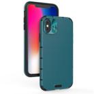 For iPhone XS Max Shockproof Grain Leather  PC + TPU Case(Blue) - 1