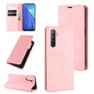 For OPPO Realme 6 Retro-skin Business Magnetic Suction Leather Case with Holder & Card Slots & Wallet(Pink) - 1