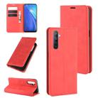 For OPPO Realme 6 Retro-skin Business Magnetic Suction Leather Case with Holder & Card Slots & Wallet(Red) - 1