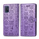 For Galaxy A71 5G Lovely Cat and Dog Embossing Pattern Horizontal Flip Leather Case , with Holder & Card Slots & Wallet & Cartoon Clasp & Lanyard(Purple) - 1