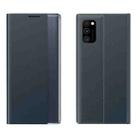 For Galaxy A81 / Note 10 Lite /M60s Side Display Magnetic Horizontal Flip Plain Texture Cloth + PC Case with Holder & Sleep / Wake-up Function(Dark Blue) - 1