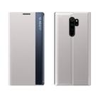 For Xiaomi Redmi Note 8 Pro Side Display Magnetic Horizontal Flip Plain Texture Cloth + PC Case with Holder & Sleep / Wake-up Function(Silver) - 1