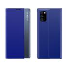 For Galaxy M31 Side Display Magnetic Horizontal Flip Plain Texture Cloth + PC Case with Holder & Sleep / Wake-up Function(Blue) - 1