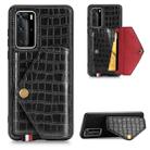 For Huawei P40 Pro Crocodile Pattern Envelope Card Package Phone Case With Magnet And Bracket Function(Black) - 1