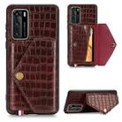 For Huawei P40 Crocodile Pattern Envelope Card Package Phone Case With Magnet And Bracket Function(Brown) - 1