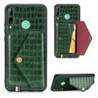 For Huawei Y7P/P40 Lite E Crocodile Pattern Envelope Card Package Phone Case With Magnet And Bracket Function(Green) - 1