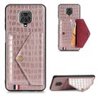 For Xiaomi Redmi Note 9  Crocodile Pattern Envelope Card Package Phone Case With Magnet And Bracket Function(Rose Gold) - 1