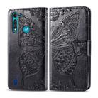 For Moto G8 Power Lite Butterfly Love Flower Embossed Horizontal Flip Leather Case with Bracket / Card Slot / Wallet / Lanyard(Black) - 1