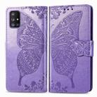 For Galaxy A71 5G Butterfly Love Flower Embossed Horizontal Flip Leather Case with Bracket / Card Slot / Wallet / Lanyard(Light Purple) - 1