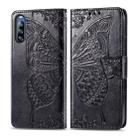 For Sony Xperia L4 Butterfly Love Flower Embossed Horizontal Flip Leather Case with Bracket / Card Slot / Wallet / Lanyard(Black) - 1
