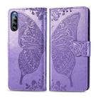 For Sony Xperia L4 Butterfly Love Flower Embossed Horizontal Flip Leather Case with Bracket / Card Slot / Wallet / Lanyard(Light Purple) - 1