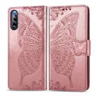 For Sony Xperia L4 Butterfly Love Flower Embossed Horizontal Flip Leather Case with Bracket / Card Slot / Wallet / Lanyard(Rose Gold) - 1