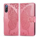 For Sony Xperia L4 Butterfly Love Flower Embossed Horizontal Flip Leather Case with Bracket / Card Slot / Wallet / Lanyard(Pink) - 1