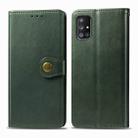 For Galaxy A51 5G Retro Solid Color Leather Buckle Phone Case with Lanyard & Photo Frame & Card Slot & Wallet & Stand Function(Green) - 1