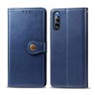 For Sony Xperia L4 Retro Solid Color Leather Buckle Phone Case with Lanyard & Photo Frame & Card Slot & Wallet & Stand Function(Blue) - 1