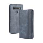 For LG K41S /K51S Magnetic Buckle Retro Crazy Horse Texture Horizontal Flip Leather Case, with Holder & Card Slots & Photo Frame(Blue) - 1