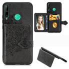 For Huawei P40 Lite E/Y7P Mandala Embossed Magnetic Cloth PU + TPU + PC Case with Holder & Card Slots & Wallet & Photo Frame & Strap(Black) - 1