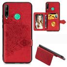 For Huawei P40 Lite E/Y7P Mandala Embossed Magnetic Cloth PU + TPU + PC Case with Holder & Card Slots & Wallet & Photo Frame & Strap(Red) - 1