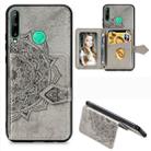 For Huawei P40 Lite E/Y7P Mandala Embossed Magnetic Cloth PU + TPU + PC Case with Holder & Card Slots & Wallet & Photo Frame & Strap(Gray) - 1