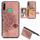 For Huawei P40 Lite E/Y7P Mandala Embossed Magnetic Cloth PU + TPU + PC Case with Holder & Card Slots & Wallet & Photo Frame & Strap(Rose Gold) - 1