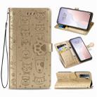 For Huawei Nova 7SE/P40 Lite 5G Cute Cat and Dog Embossed Horizontal Flip Leather Case with Bracket / Card Slot / Wallet / Lanyard(Gold) - 1