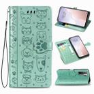 For Huawei Nova 7SE/P40 Lite 5G Cute Cat and Dog Embossed Horizontal Flip Leather Case with Bracket / Card Slot / Wallet / Lanyard(Green) - 1