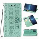 For Sony Xperia L4 Cute Cat and Dog Embossed Horizontal Flip Leather Case with Bracket / Card Slot / Wallet / Lanyard(Green) - 1