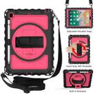 For iPad 9.7 (2018) & (2017) 360 Degree Rotation PC + Silicone Shockproof Combination Case with Holder & Hand Grip Strap & Neck Strap(Black+Hot Pink) - 1