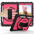 For iPad 9.7 (2018) & (2017) 360 Degree Rotation PC + Silicone Shockproof Combination Case with Holder & Hand Grip Strap & Neck Strap(Black+Hot Pink) - 2