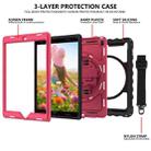 For iPad 9.7 (2018) & (2017) 360 Degree Rotation PC + Silicone Shockproof Combination Case with Holder & Hand Grip Strap & Neck Strap(Black+Hot Pink) - 4