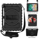 For iPad 9.7 (2018) & (2017) 360 Degree Rotation PC + Silicone Shockproof Combination Case with Holder & Hand Grip Strap & Neck Strap(Black) - 1