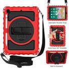 For iPad 9.7 (2018) & (2017) 360 Degree Rotation PC + Silicone Shockproof Combination Case with Holder & Hand Grip Strap & Neck Strap(Red) - 1