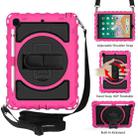For iPad 9.7 (2018) & (2017) 360 Degree Rotation PC + Silicone Shockproof Combination Case with Holder & Hand Grip Strap & Neck Strap(Hot Pink) - 1