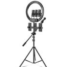 18 inch+6 Phone Clips+Microphone Pole Dimmable Color Temperature LED Ring Fill Light Live Broadcast Set With 2.1m Tripod Mount, CN Plug - 1