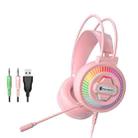 PANTSAN PSH-400 USB Computer Head-Mounted Luminous RGB Wired Headset, Specification:3.5mm Pink - 1