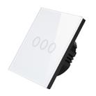 D6-03 86mm Wall Touch Switch, Tempered Glass Panel, 3 Gang 1 Way, EU / UK Standard(White) - 1