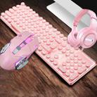 XINMENG 620 Punk Version Manipulator Feel Luminous Gaming Keyboard + Macro Programming Mouse + Headphones Set, Colour:Crystal Pink White Light - 1