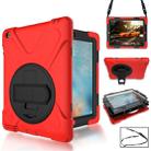 360 Degree Rotation Silicone Protective Cover with Holder and Hand Strap and Long Strap for iPad 6 / iPad Air 2(Red) - 1