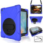 360 Degree Rotation Silicone Protective Cover with Holder and Hand Strap and Long Strap for iPad 6 / iPad Air 2(Blue) - 1